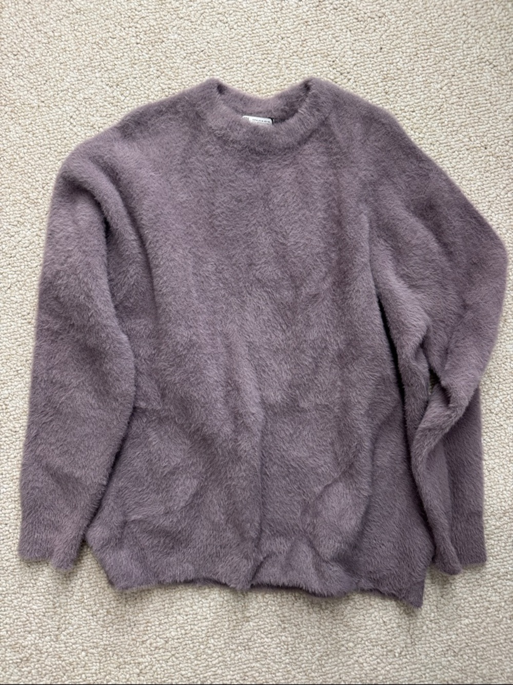 Cozy Plush Crewneck Sweater in Dusty Lavender